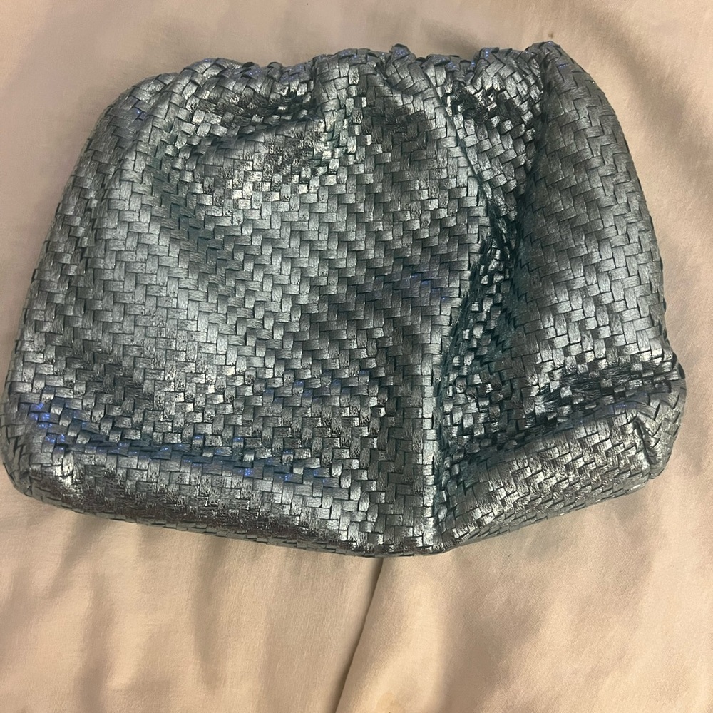 Anthropologie Metallic Woven Clutch